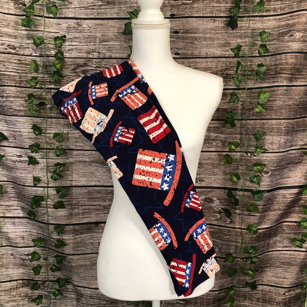 LuLaRoe os Leggings flag top hat Fourth of July